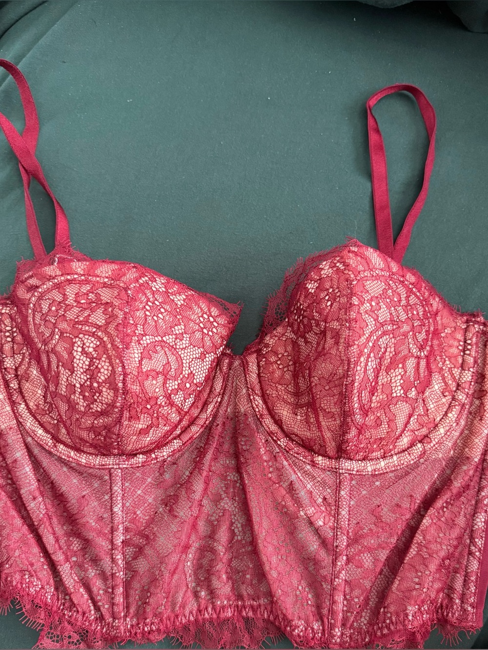 VICTORIA SECRET Red Lace Longline Bustier Bra